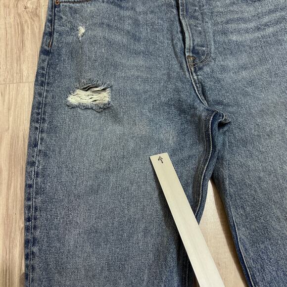 Grlfrnd Karolina High-Rise Straight Distressed Crop Blue Jeans Size 29 - Picture 8 of 12